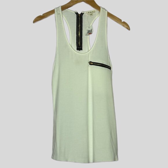 🆕POL Sleeveless Tank Top with Zipper Detail White  Size XS - Picture 3 of 10